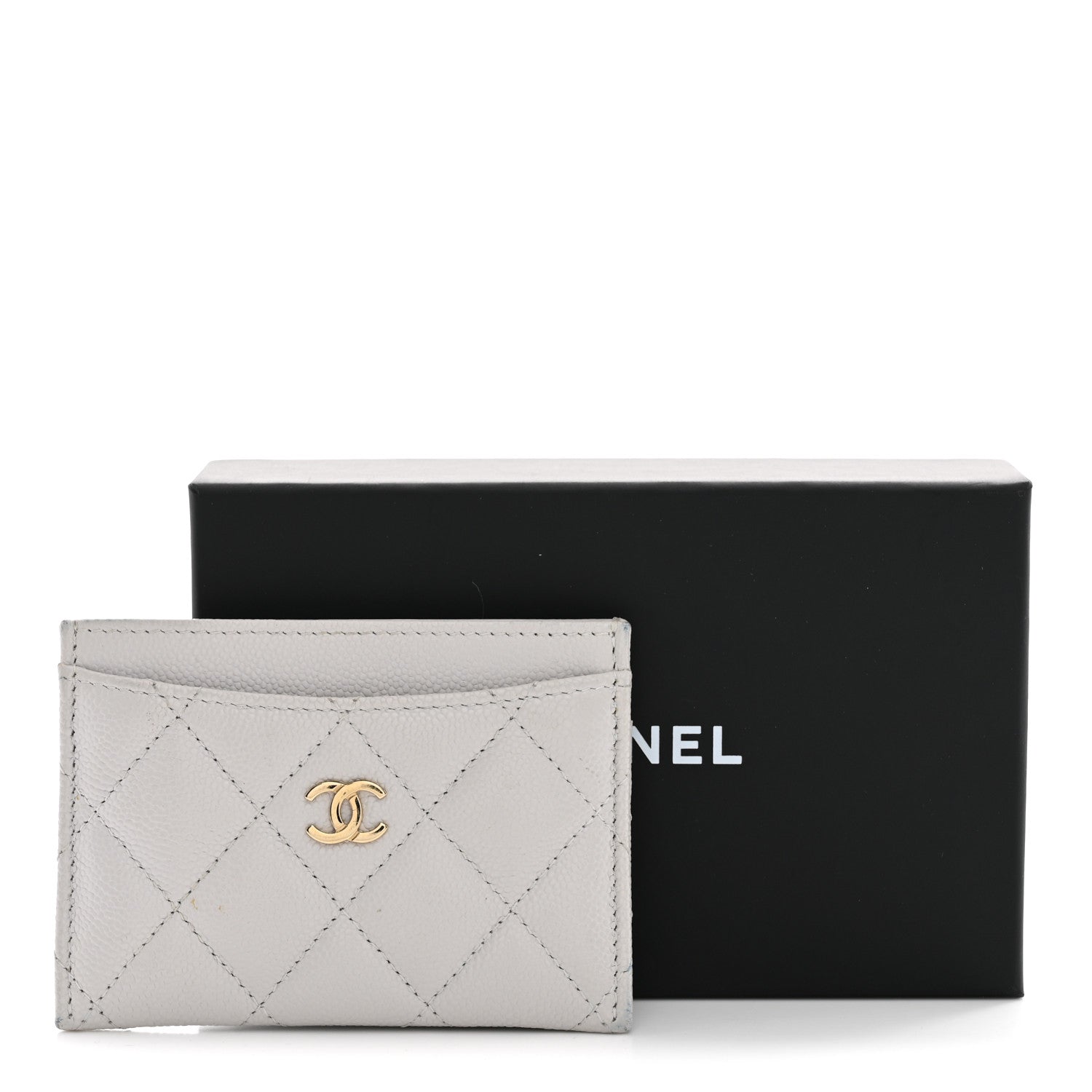 Chanel Caviar Quilted Card Holder Grey 9 of 9