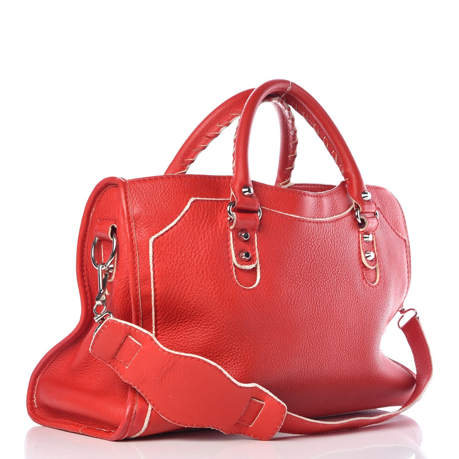 Balenciaga Supple Grained Calfskin Classic Silver Hardware Highlight City Rouge Fraise 4 of 10