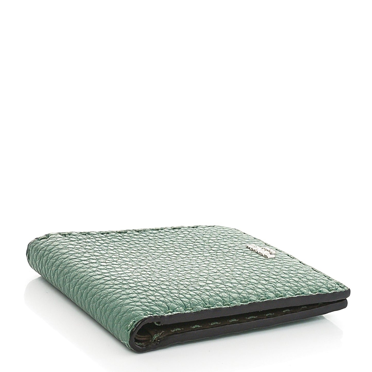 Cuoio Romano Selleria Logo Bi-Color Bi-Fold Wallet Verde Tosca