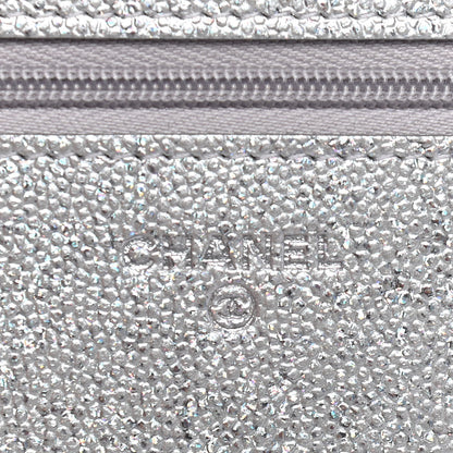 Chanel Glittered Metallic Caviar Quilted Wallet On Chain WOC Silver 6 of 9