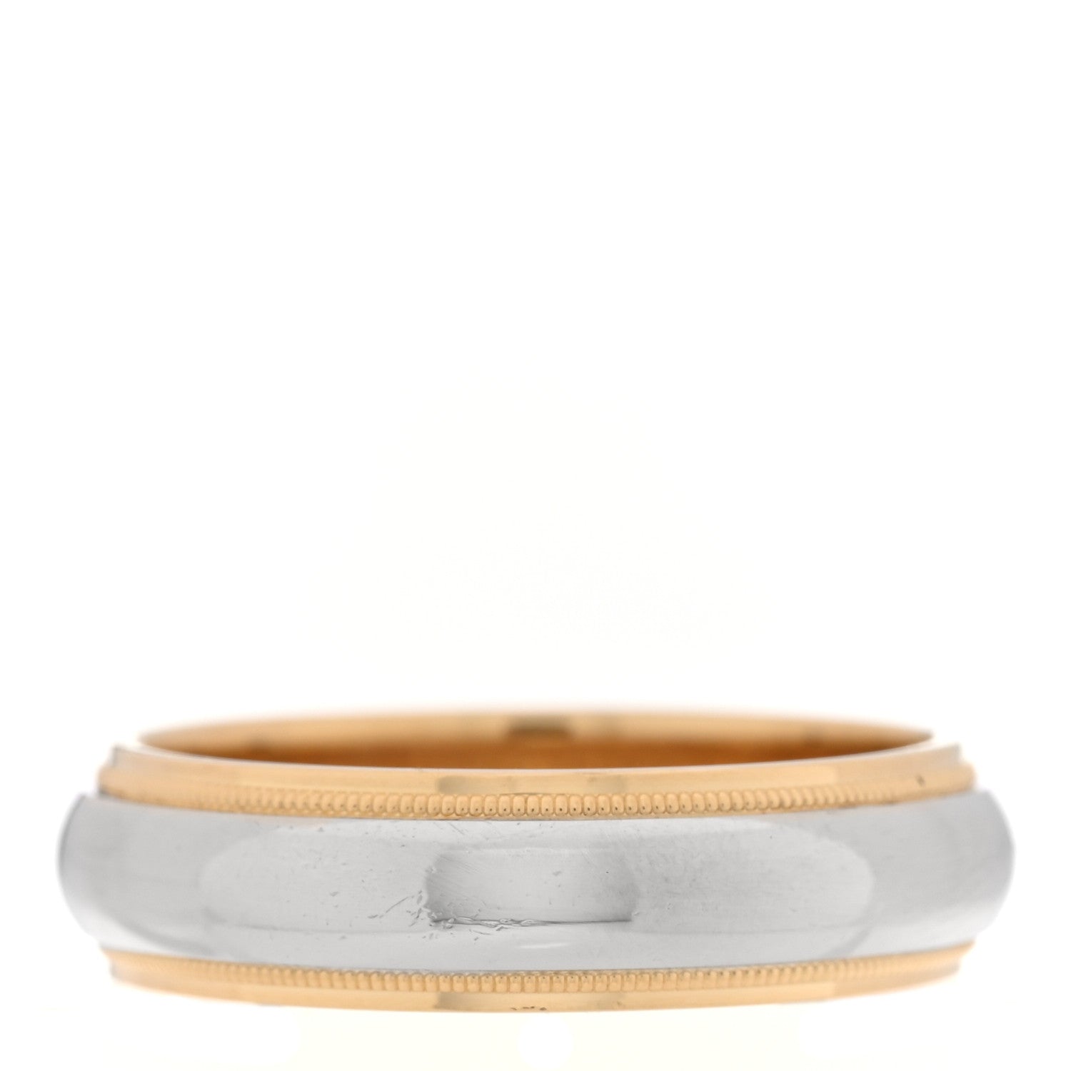 Tiffany Platinum 18K Yellow Gold 6mm Together Milgrain Wedding Band Ring 62 10 3 of 5