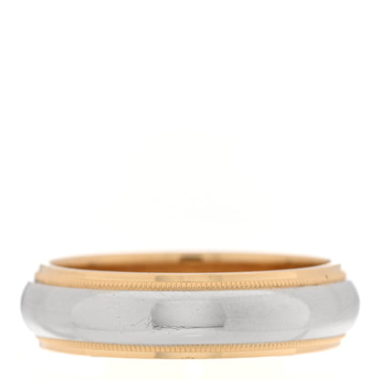 Tiffany Platinum 18K Yellow Gold 6mm Together Milgrain Wedding Band Ring 62 10 3 of 5