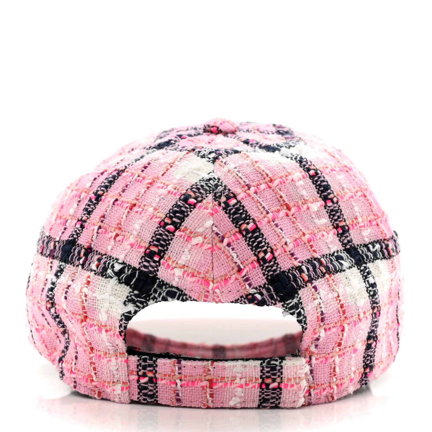 Chanel Cotton Wool Tweed CC Cap Hat Pink Navy Blue White 6 of 9
