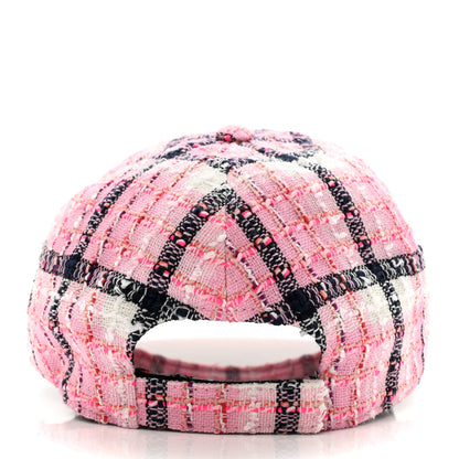 Chanel Cotton Wool Tweed CC Cap Hat Pink Navy Blue White 6 of 9
