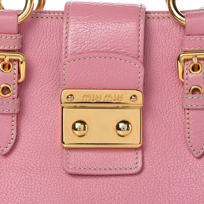 Miu Miu Goatskin Madras Shopping Tote Rosa 10 of 22