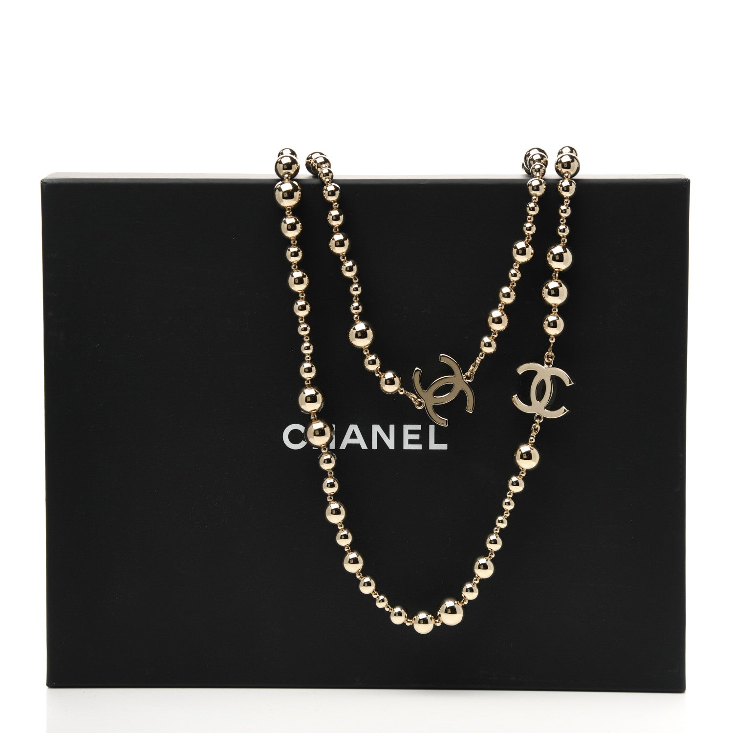 Chanel Metal Bead CC Long Necklace Gold 5 of 5