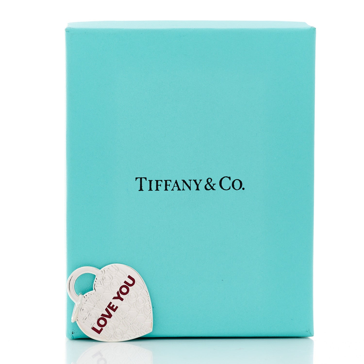 Tiffany Sterling Silver Enamel LOVE YOU Heart Charm Red 5 of 5