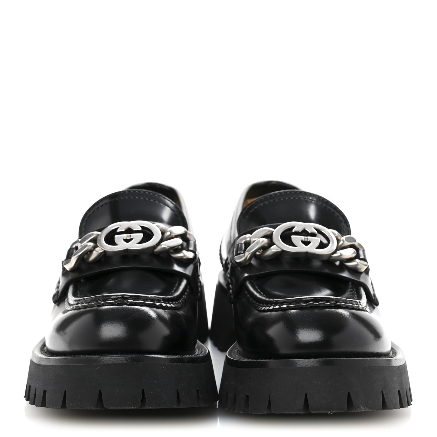 Cordovan Lux Womens Jeanne Platform Lug Sole 30/45mm Loafers 37.5 Black