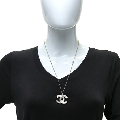 Chanel Metal Quilted CC Pendant Necklace Gold White 2 of 7