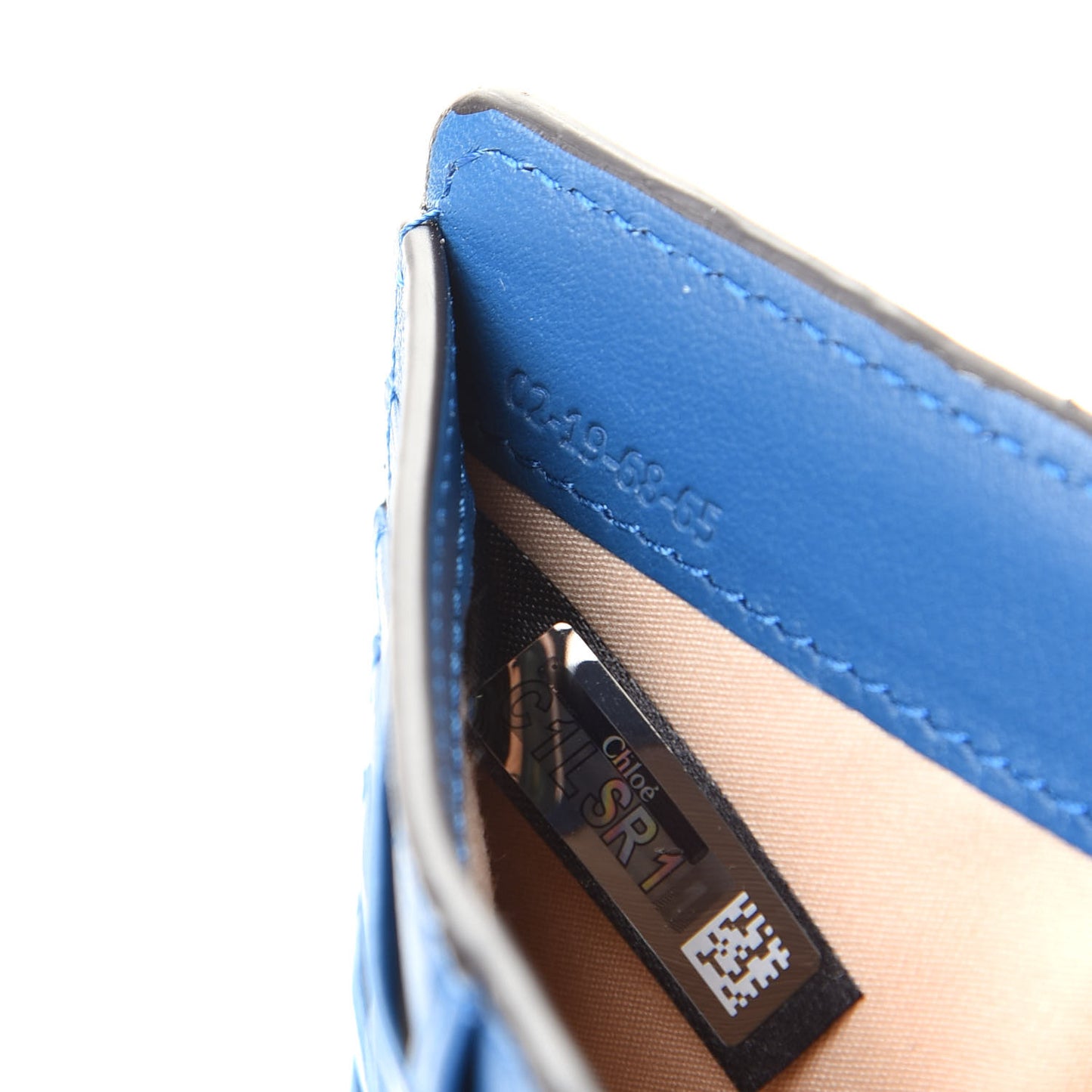 Calfskin Alphabet Compact Wallet Smoky Blue