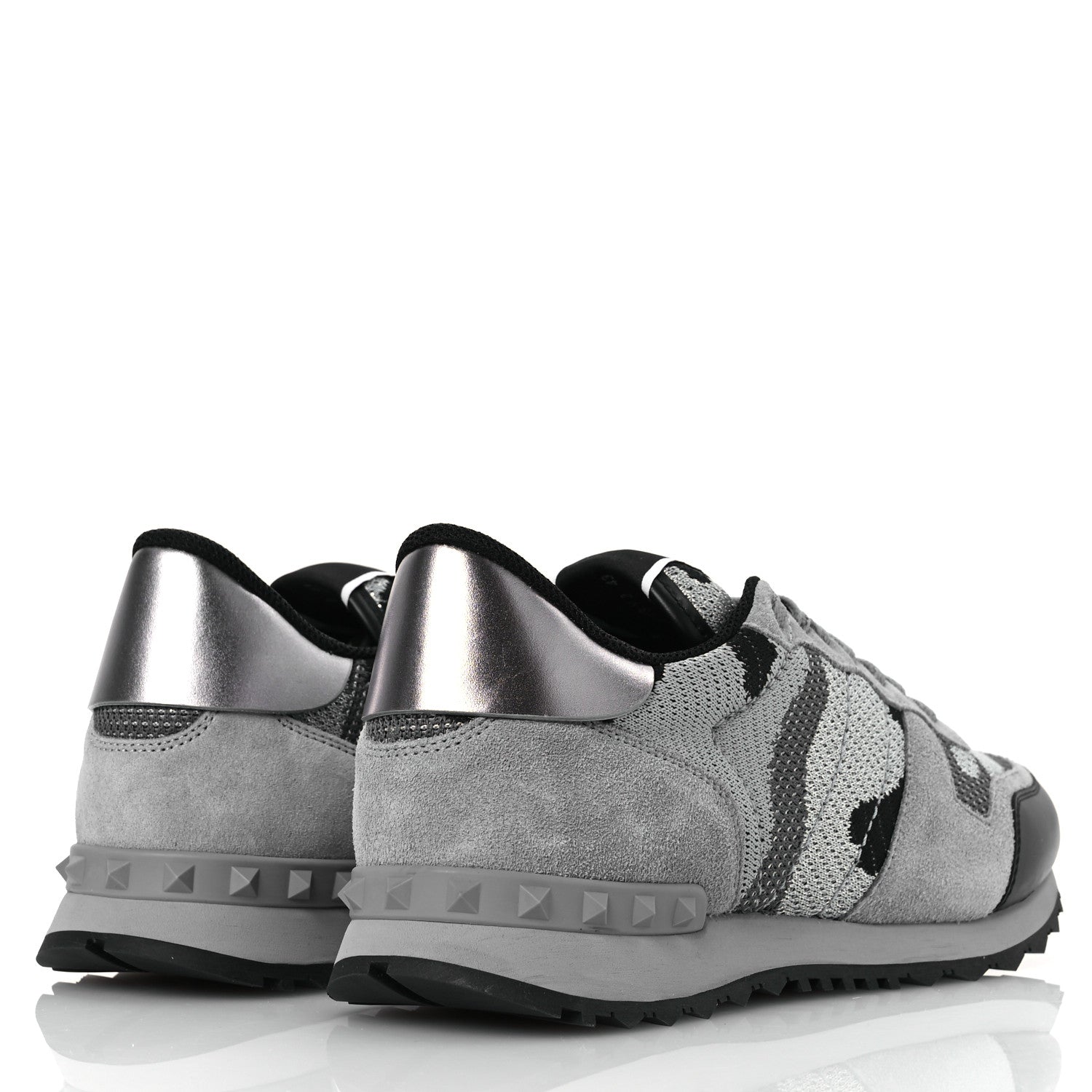 Valentino Garavani Mesh Suede Camouflage Mens Rockrunner Sneakers 43 Grey 5 of 11
