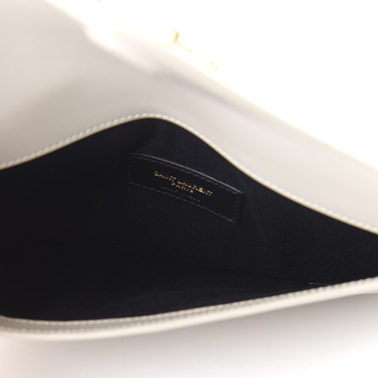 Smooth Shiny Calfskin Medium Uptown Pouch Crema Soft