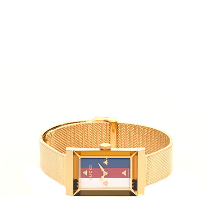 Gucci Stainless Steel Mother of Pearl 21mm Web G-Frame Mesh Quartz Watch Blue 2 of 5