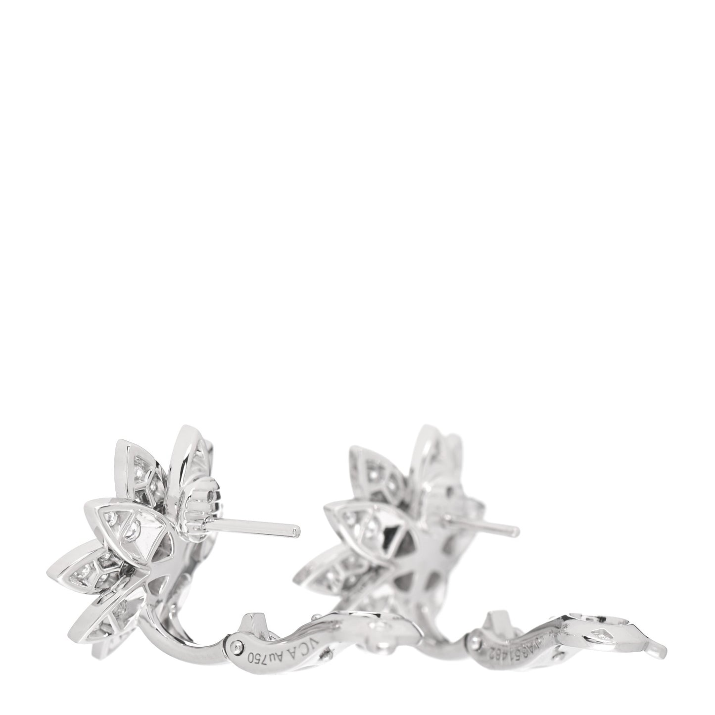 18K White Gold Diamond Small Lotus Earrings