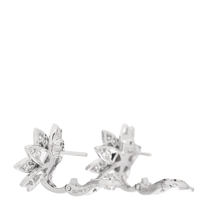 Van Cleef & Arpels 18K White Gold Diamond Small Lotus Earrings 3 of 5