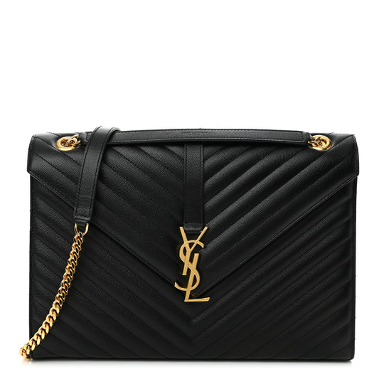 Grain De Poudre Matelasse Chevron Large Monogram Satchel Black