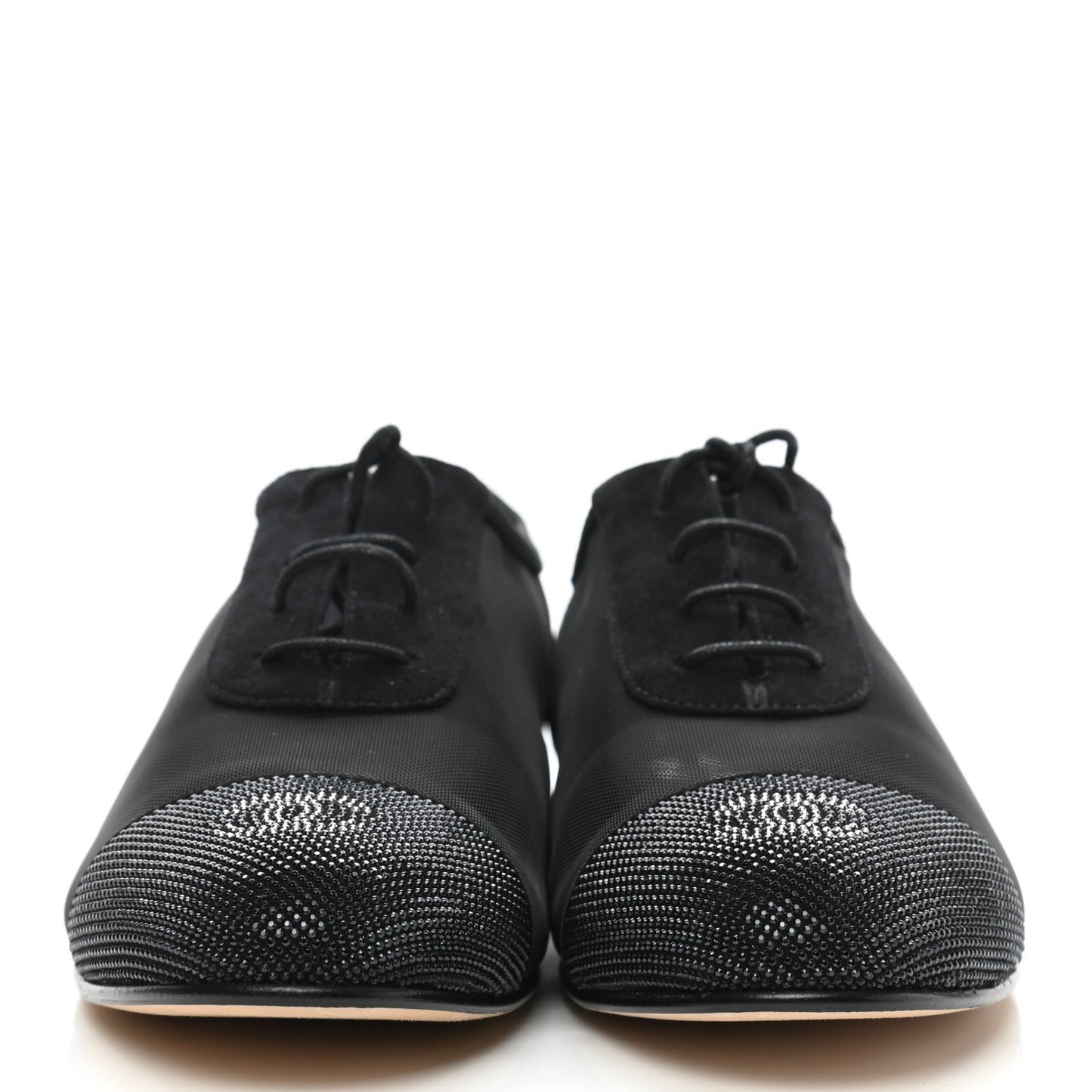 Calfskin Mesh Cap Toe CC Lace Up Oxford 39 Black