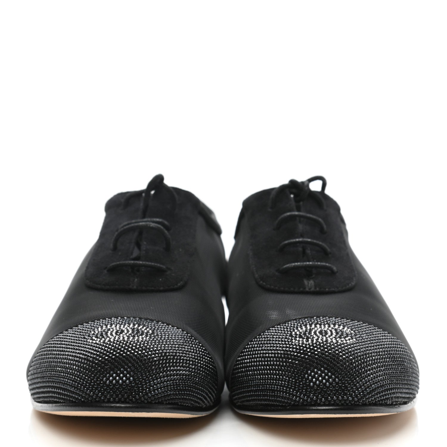 Chanel Calfskin Mesh Cap Toe CC Lace Up Oxford 39 Black 2 of 10