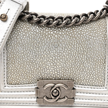 Chanel Metallic Galuchat Stingray Mini Boy Flap Silver 8 of 10