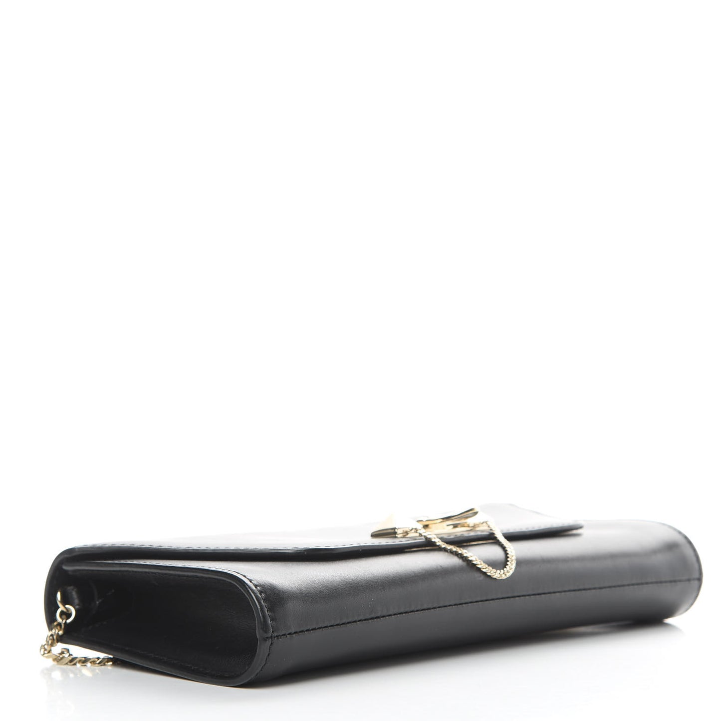 Vitello Demilune Chain Clutch Black