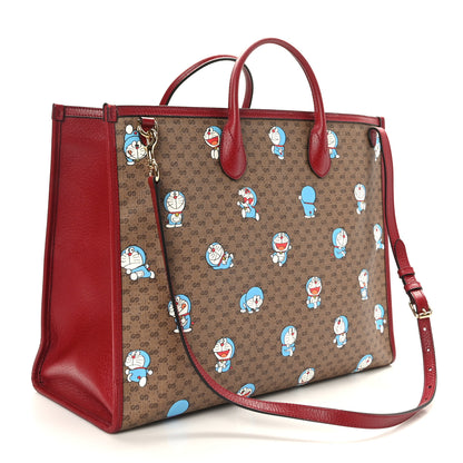 Gucci X DORAEMON Mini Vintage GG Supreme Monogram Large Tote Bag Beige Cherry Red 3 of 11