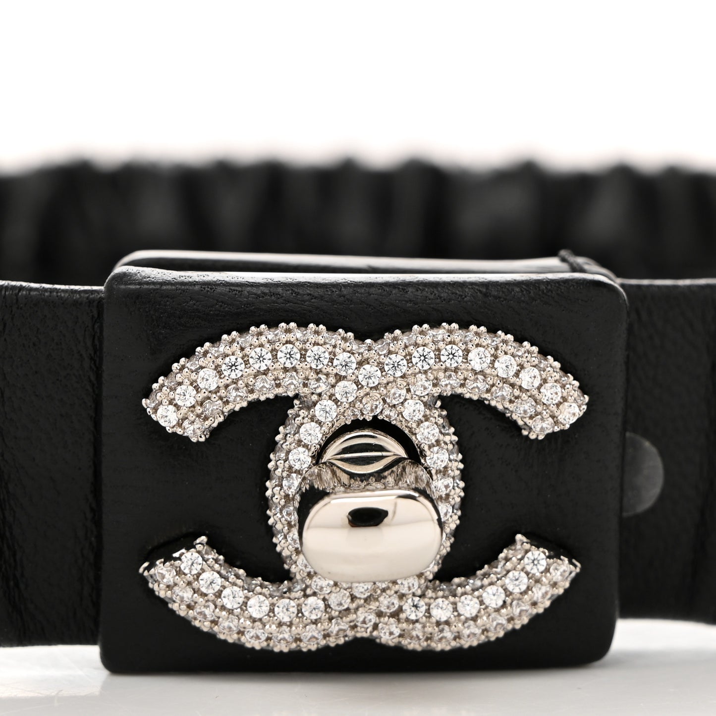 Lambskin Crystal CC Turnlock Belt 85 34 Black