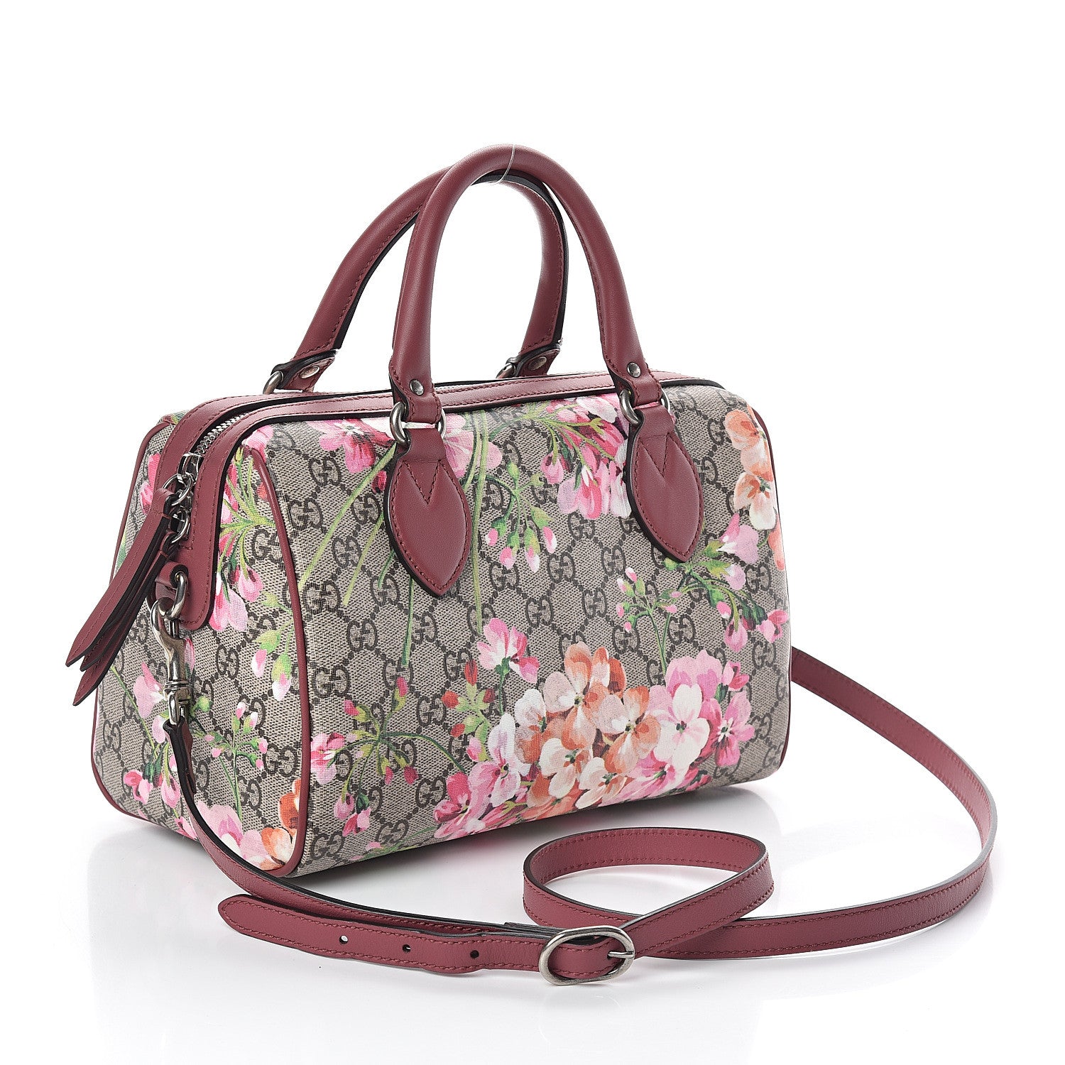 Gucci GG Supreme Monogram Blooms Small Boston Beige Multicolor Dry Rose 3 of 9