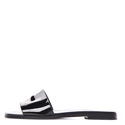 Hermes Patent View Sandals 37.5 Black 1 of 13