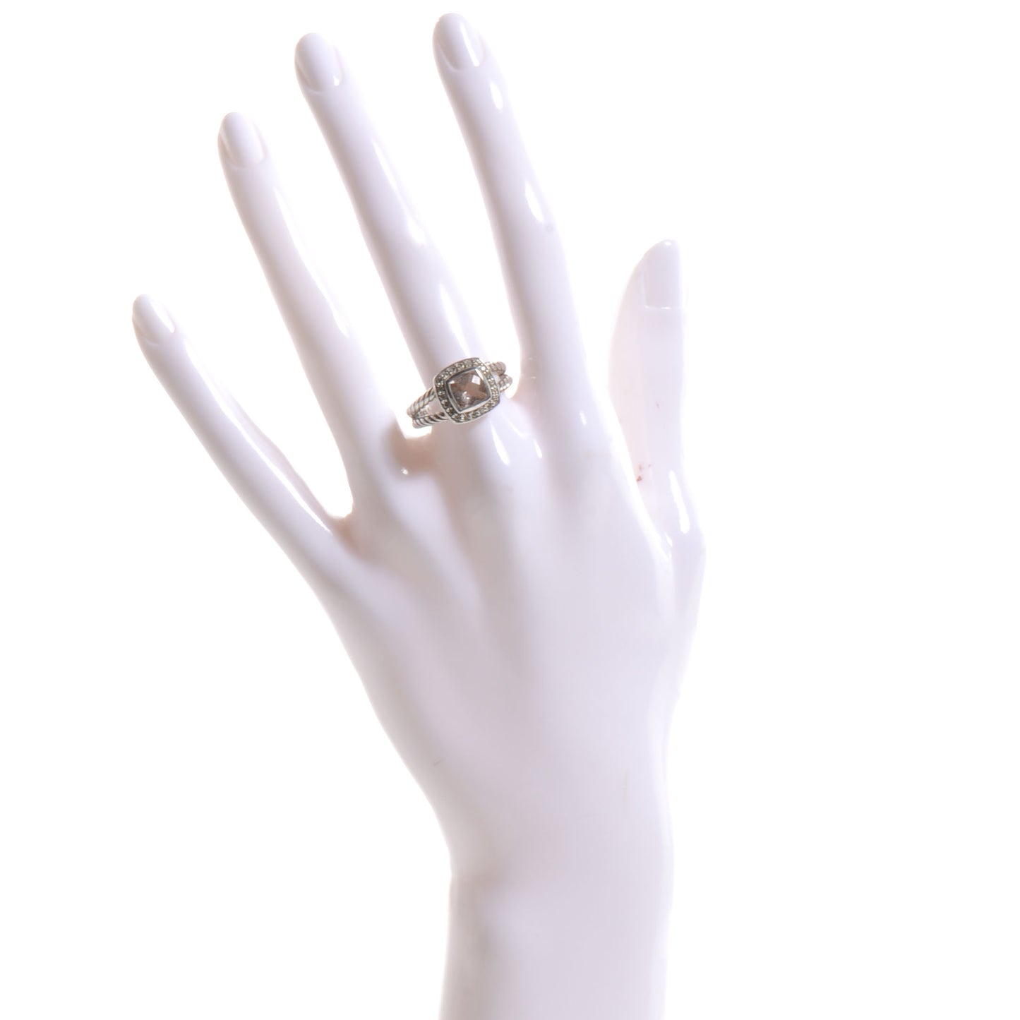 Sterling Silver Diamond Morganite 7mm Petite Albion Ring 54 7