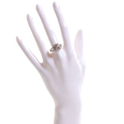 David Yurman Sterling Silver Diamond Morganite 7mm Petite Albion Ring 54 7 2 of 6
