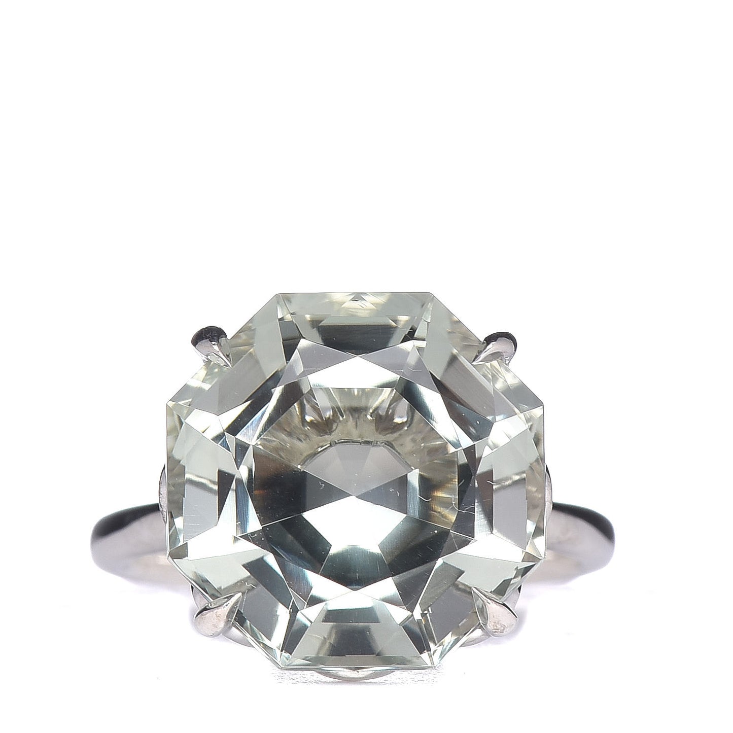 Sterling Silver Green Quartz Round Sparklers Cocktail Ring 49 5