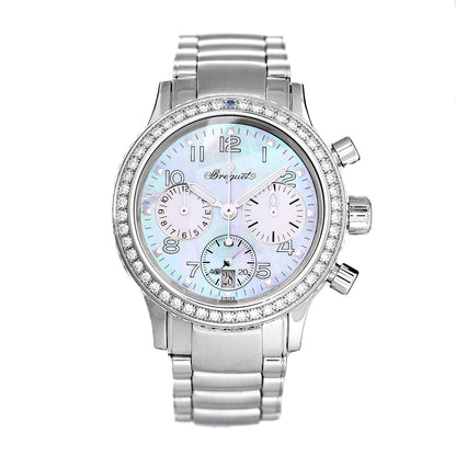 Breguet Stainless Steel Diamond Bezel Sapphire Blue Mother of Pearl 33mm Type XX Transatlantique Automatic Watch 4821ST/59/S76 1 of 7