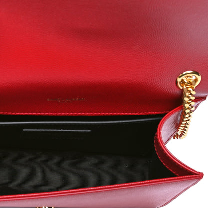Saint Laurent Grain De Poudre Small Monogram Kate Satchel Red 4 of 4