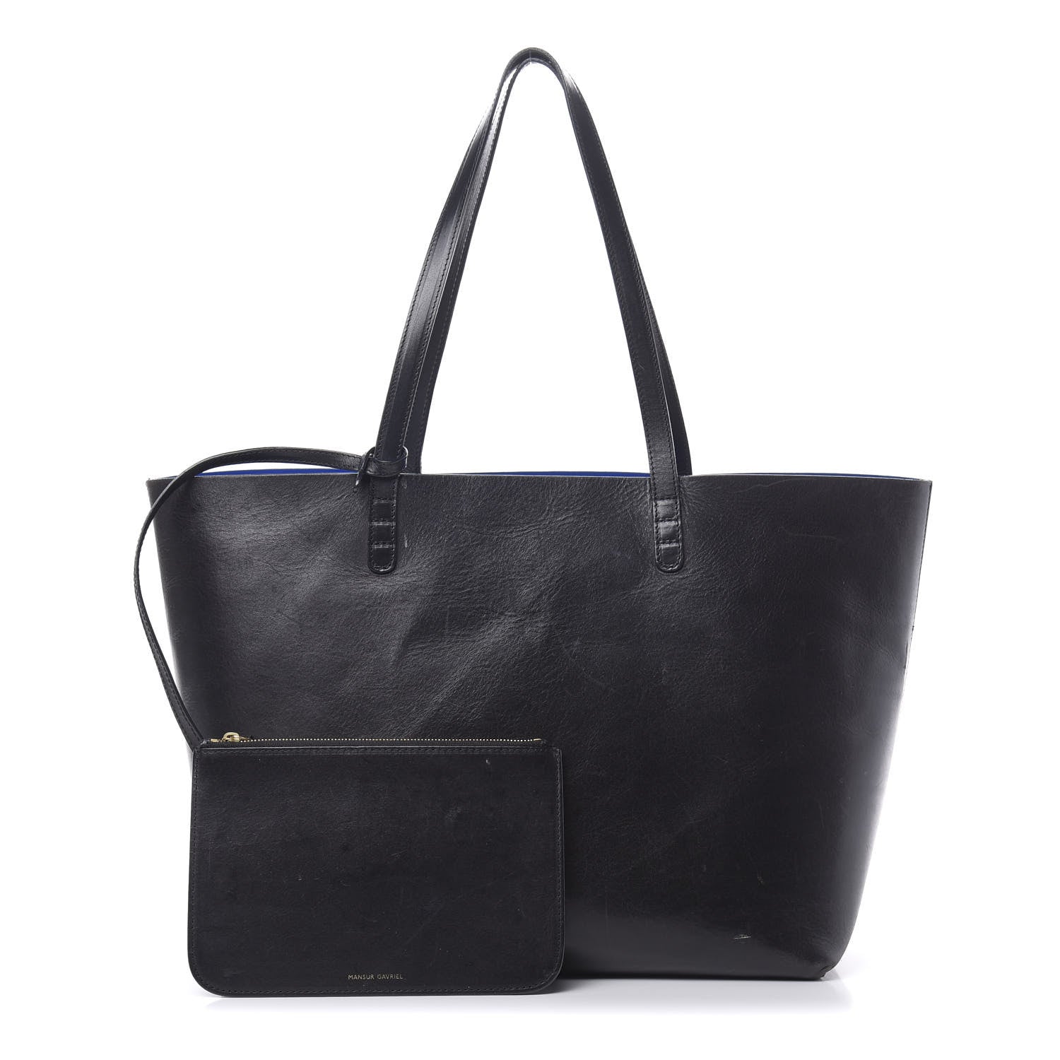 Mansur Gavriel Calfskin Large Shopping Tote Black Royal 1 of 22