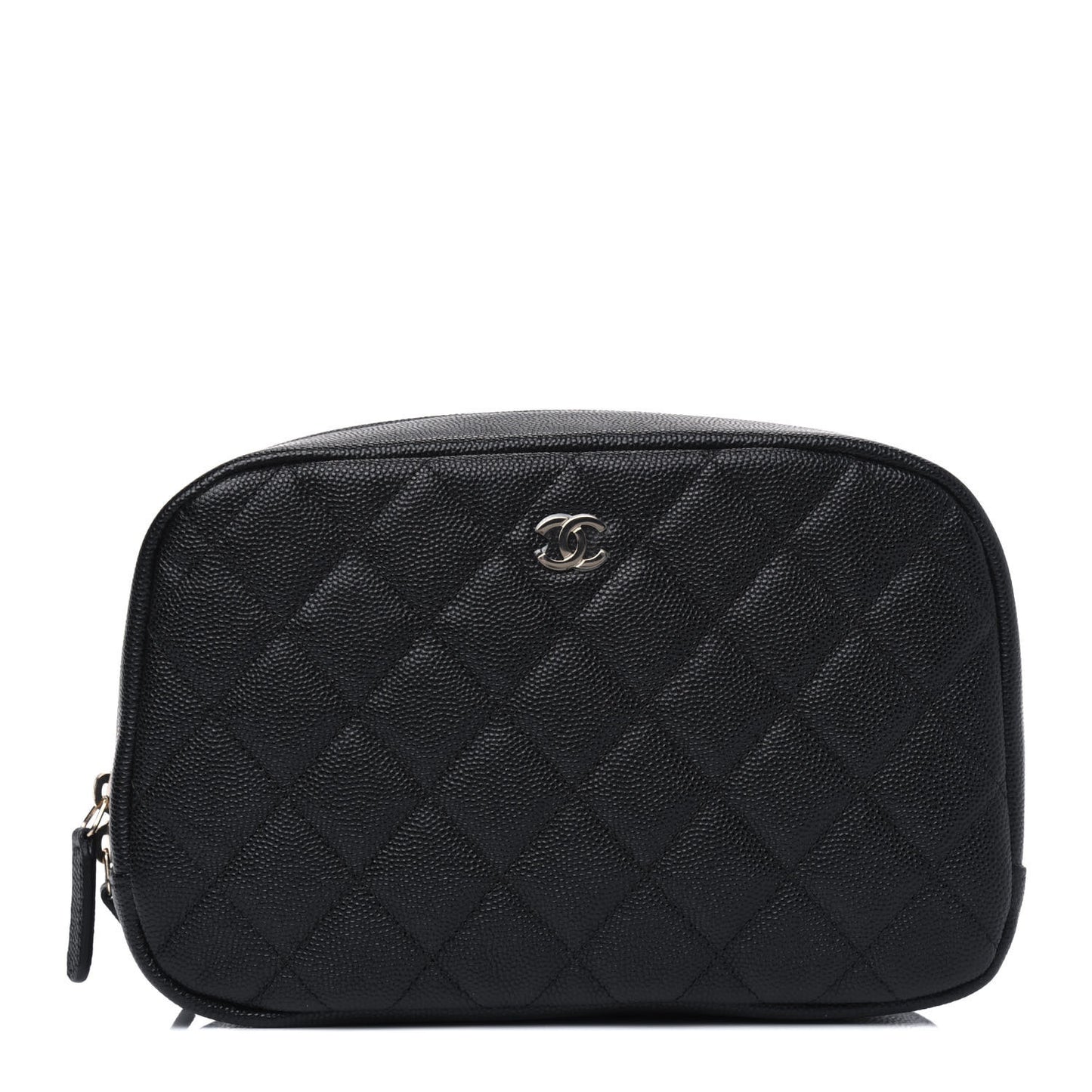 Caviar Quilted Medium Curvy Pouch Cosmetic Case Black