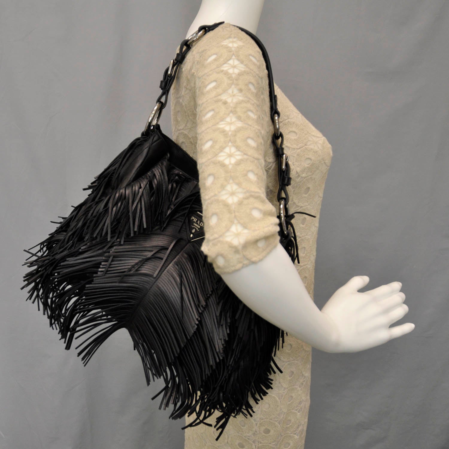 Prada Fringe Hobo Black 2 of 11
