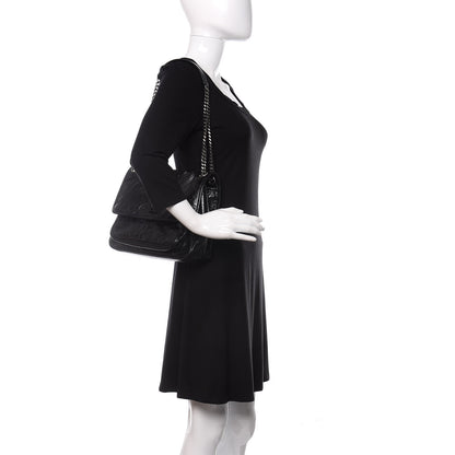 Saint Laurent Crinkled Calfskin Matelasse Monogram Baby Niki Chain Satchel Black 2 of 11