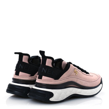 Chanel Suede Calfskin Nylon Grosgrain CC Sneakers 40 Light Pink 5 of 13