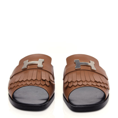 Hermes Calfskin Auteuil Sandals 36 Marron Havane 3 of 10