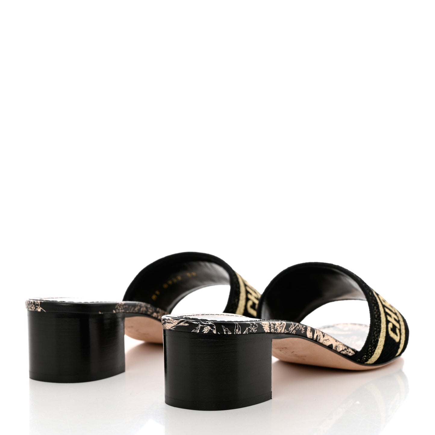 Canvas Lurex Embroidered Dway 40mm Slide Sandals 39 Black Gold