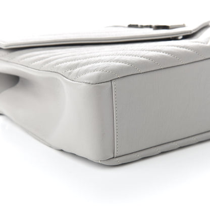 Saint Laurent Sheepskin Matelasse Chevron Monogram Large College Satchel Light Grey 6 of 9