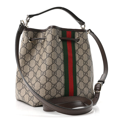 Gucci GG Supreme Monogram Web Small Ophidia Top Handle Bucket Bag Brown 3 of 10