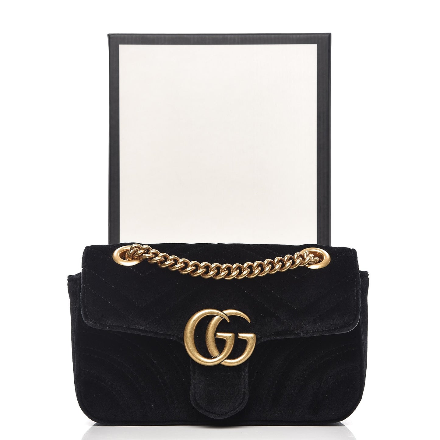 Velvet Matelasse Mini GG Marmont Shoulder Bag Black