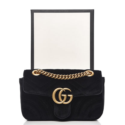 Gucci Velvet Matelasse Mini GG Marmont Shoulder Bag Black 8 of 8