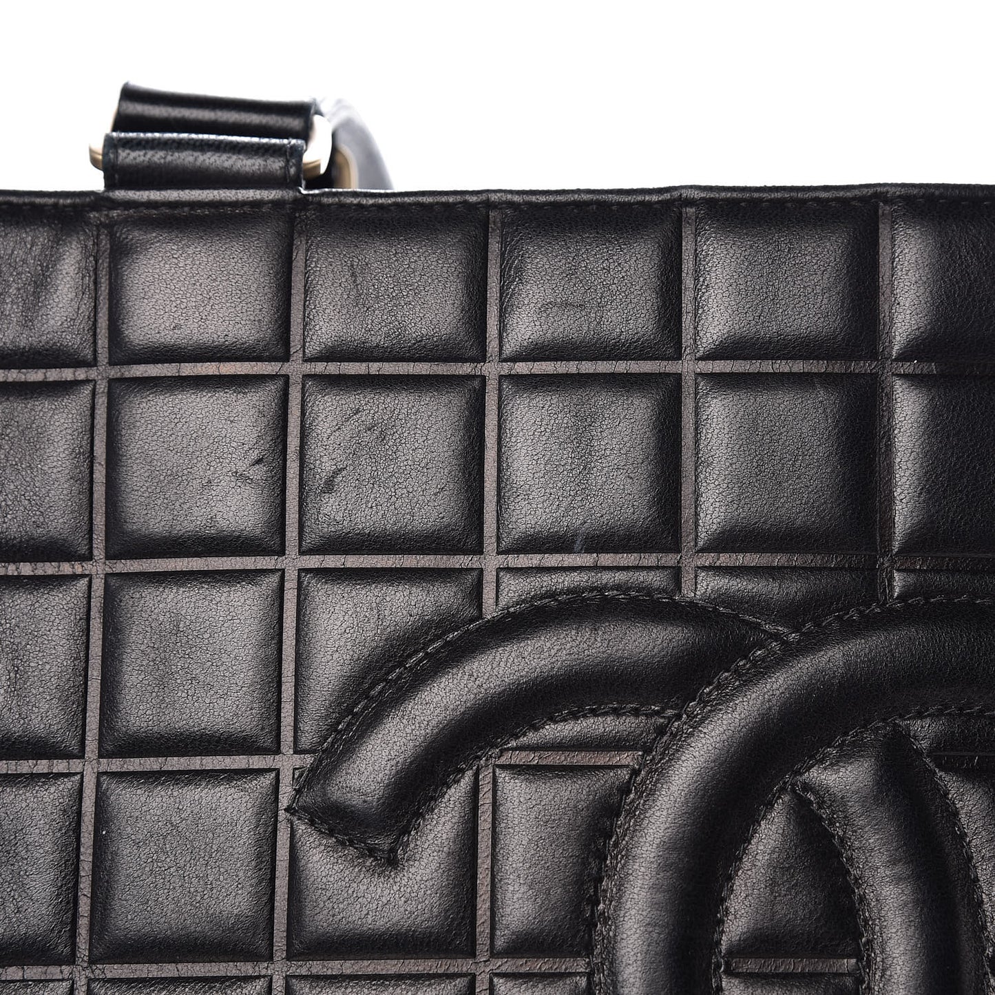 Lambskin Quilted Chocolate Bar Tote Black