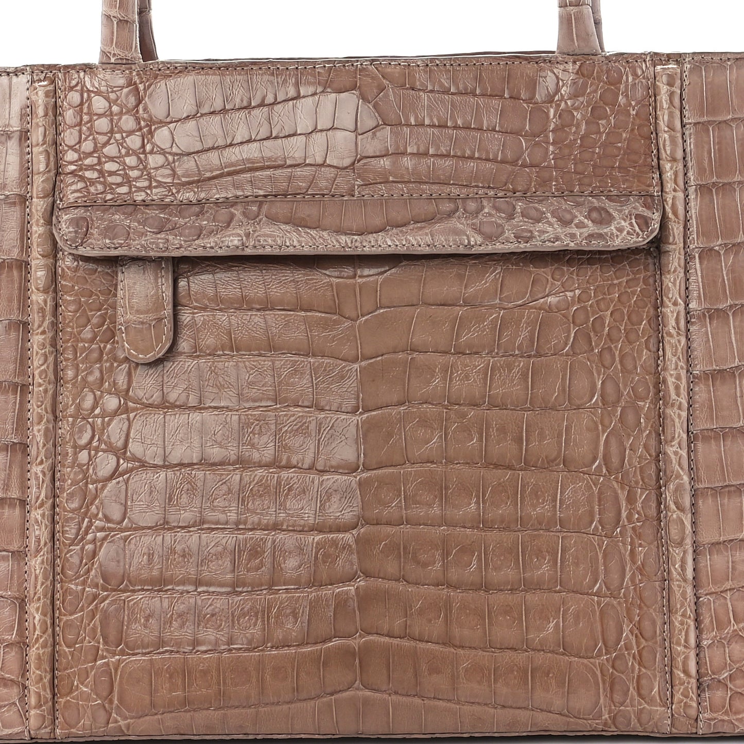 Crocodile Top Handle Shoulder Bag Brown