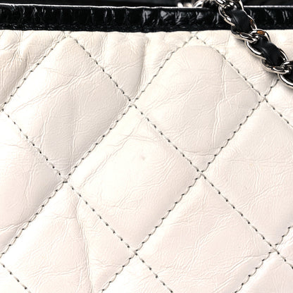 Chanel Aged Calfskin Quilted Large Gabrielle Hobo White Black 14 of 15