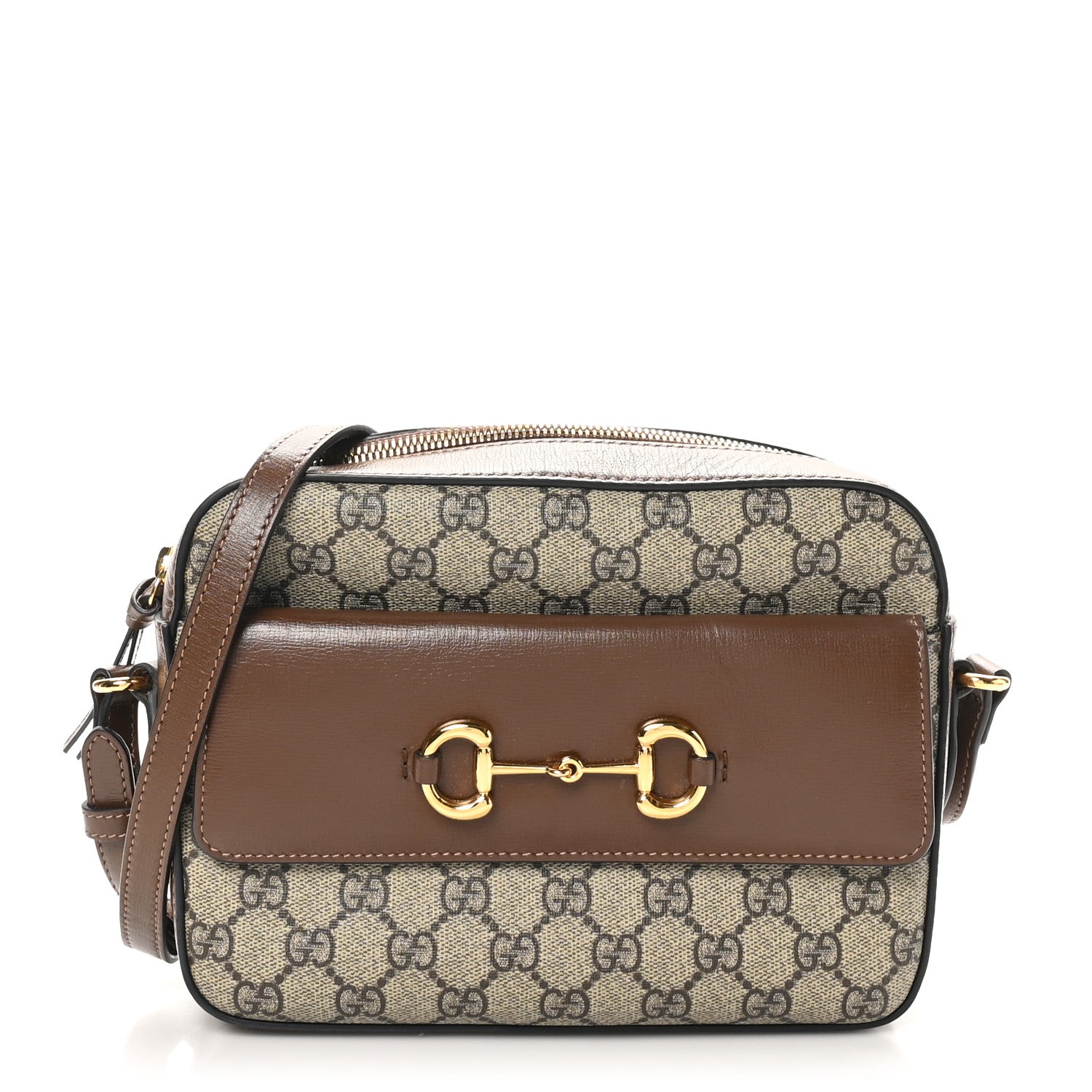 Gucci GG Supreme Monogram Small Horsebit 1955 Shoulder Bag Beige Brown Sugar 1 of 10