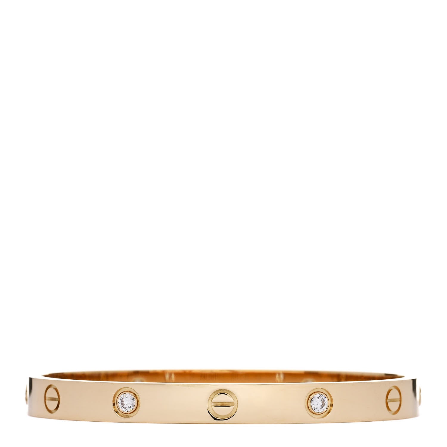 Cartier 18K Yellow Gold 4 Diamond LOVE Bracelet 17 2 of 8