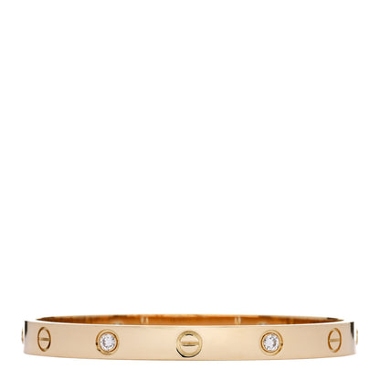 Cartier 18K Yellow Gold 4 Diamond LOVE Bracelet 17 2 of 8